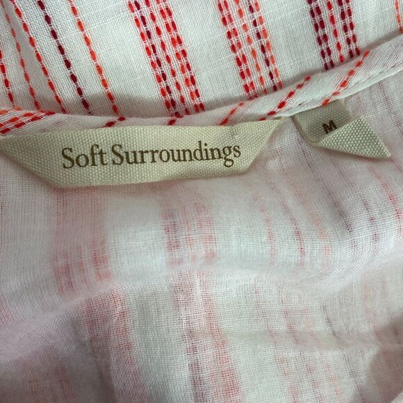 Soft Surroundings Tassel Top Size Medium Cotton Boho Stripe Beach Blouse - Picture 5 of 6